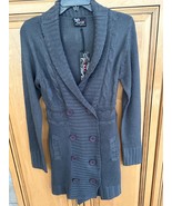 Ladies Extra Long Cable Cardigan Sweater w/Belt Grey Sz Medium Chances R... - $12.18 CAD