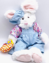 Kids Of America White Easter Bunny Rabbit Stuffed Animal Plush 16” Posable Ears - £11.18 GBP