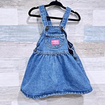 OshKosh B&#39;gosh Vintage Denim Overall Dress Blue Cotton USA Made Toddler Girls 2T - £39.30 GBP