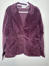 Denim &amp; Co. Stretch Pinwale Corduroy Notch Collar Purple Jacket Size Medium - $39.99