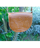 Handmade Greek Leather Bag with Embossed Ancient Greek Mythology Pattern - £82.01 GBP
