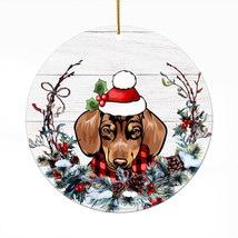 Cute Springer Spaniel Dog Santa Hat Wreath Christmas Ornament Acrylic Gift Decor - £13.41 GBP