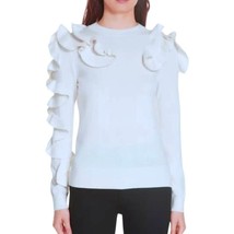 Ted Baker Wool Cashmere Blend Frills Sweater US 6 Ivory Jewel Neck Pullover NWT - £131.88 GBP