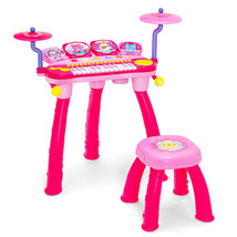 24 Key DJ Piano Keyboard Drum Toy Music Instrument w/MP3 Microphone Cymbal Pink - £81.84 GBP