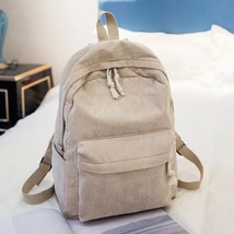 Stripe Corduroy Women Backpack Teenager Girls Korean Style Student  Bag Large Fe - £109.50 GBP
