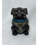 Antique Pot Metal Siting Bulldog Pug Dog Animal Inkwell With Porcelain I... - £173.24 GBP