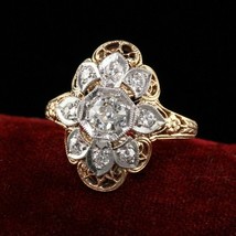 1.50Ct Künstlicher Diamant Blumenmuster Filigraner Vintage Ring Silber Vergoldet - £262.01 GBP