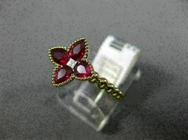 1.80Ct Pear Cut Pink Ruby &amp; Diamond Leaf Clover Flower Ring 14K Rose Gold Finish - £85.87 GBP