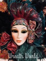 Venetian Mask Wreath Rare New Handmade New Orl EAN S Mardi Gras Clay Mask Co Large - £149.11 GBP