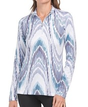 Nwt Ladies Sofibella Wave Print Long Sleeve Mock Golf Tennis Shirt S 1X &amp; 2X - $39.99