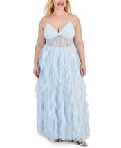 PEAR CULTURE Womens Light Blue Lined Corset Midriff Dress Juniors 14 - $19.99