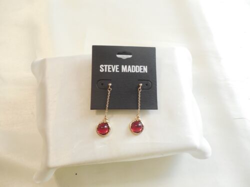 Steve Madden 2" Gold Tone Red Dangle Drop Earrings H117$32 - $9.67