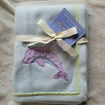 Tiddliwinks Blue Purple Dolphin Baby Blanket Fleece NEW - £54.20 GBP
