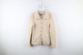 Vintage Express Womens Small Hand Knit Wool Alpaca Fisherman Cardigan Sw... - £44.28 GBP