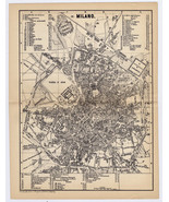 1883 ORIGINAL ANTIQUE CITY MAP OF MILAN / MILANO / ITALY - £23.40 GBP