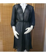 Akris Mulberry Silk Dress Womens Small Sheer Black Two Tone Polka Dot Fi... - €138,36 EUR