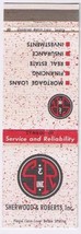 Matchbook Cover Sherwood &amp; Roberts Insurance Pacific North West - £0.55 GBP