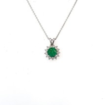 Natural Emerald Diamond Pendant 17.5&quot; 14k WG 1.35 TCW Certified $4,975 216665 - £1,177.65 GBP