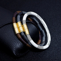 Classic Plaid Leather Bracelet - £7.64 GBP