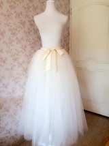 Ivory White Puffy Tulle Maxi Skirt Bridal Plus Size Floor Length Tulle Skirts - £59.75 GBP