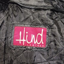 Vintage Hind Men's Black Motorcycle Jacket Genuine Leather Heavyweight Lined XL image 4