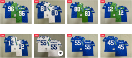 Seattle Seahawks #80 Steve Largent #12 #45 #55 #96 Football Js Blue+Gree... - $1,201.53 MXN