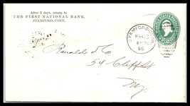 1896 US Cover - First National Bank, Stamford, Connecticut to New York, NY X12 - £2.36 GBP
