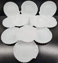 12 Arcoroc Coquillage White Salad Plates Set Vintage Shell Textured Dishes Lot - £105.93 GBP