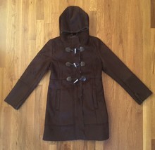 VIA SPIGA Women Faux Suede Fur Hooded Parka Boho Hippie Coat Jacket M Medium - £79.00 GBP