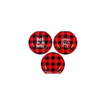 Melamine Black and Red Buffalo Check Christmas Charger Plates 13 in. - $74.28 MXN