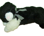 1995 plush Dakin soft classics Toys R us black white cat gingham bow blu... - $10.39