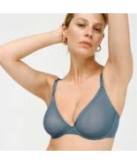 CUUP mesh plunge bra size 36 E slate blue sheer underwire - $47.90 CAD