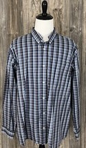 Duluth Trading Wrinkle Fighter Shirt Men&#39;s 3XL Blue &amp; Brown Plaid Long Sleeve - £24.06 GBP