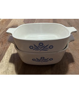 Vtg Corning Ware Casserole LOT 2 Blue Cornflower  P-1 1/2-B 2 1.5 Qt  P-... - $16.70