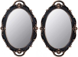Black Framed Wall Mirror Vintage Hanging Decor Retro Home Accent Oval Sm... - $41.50