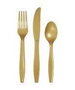 24 Assorted Glitter Gold Wedding Birthday Party Tableware Plastic Cutler... - £10.53 GBP
