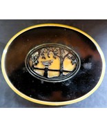 Vtg Dresser Box w/ Butterscotch &amp; Black Bakelite or Lucite Sunset Scene - $736.43 MXN
