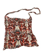 FREE PEOPLE Paisley Floral Print Cotton Reusable Tote Shopping Bag Orange/Blue - £4.99 GBP