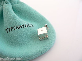 Tiffany & Co Silver Diamond Atlas Cube Charm Pendant Excellent Love Gift Pouch - $328.00