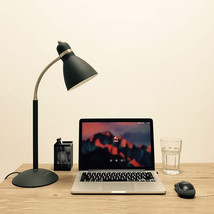LEPOWER Metal Desk Lamp Adjustable Goose Neck Desktop Matte Black  17" Tall - $50.19 CAD