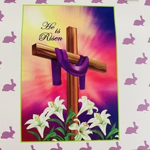 Easter He Is Risen Lilies Cross Garden Flag Indoor Outdoor Religious 18x... - $8.95