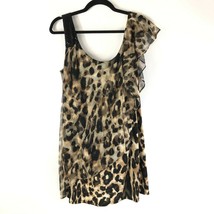 Dress Barn Collection Womens Tunic Top Ruffle Sequin Leopard Print Brown... - $14.49
