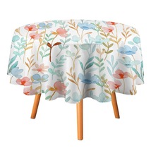 Watercolor Floral Tablecloth Round Kitchen Dining for Table Cover Decor ... - £12.75 GBP+