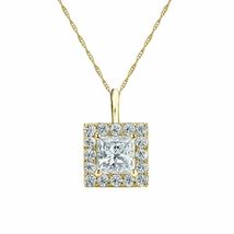 0.30 Carat Princess Cut Diamond Women&#39;s Pendant 14k Yellow Gold Finish 925 - £70.12 GBP