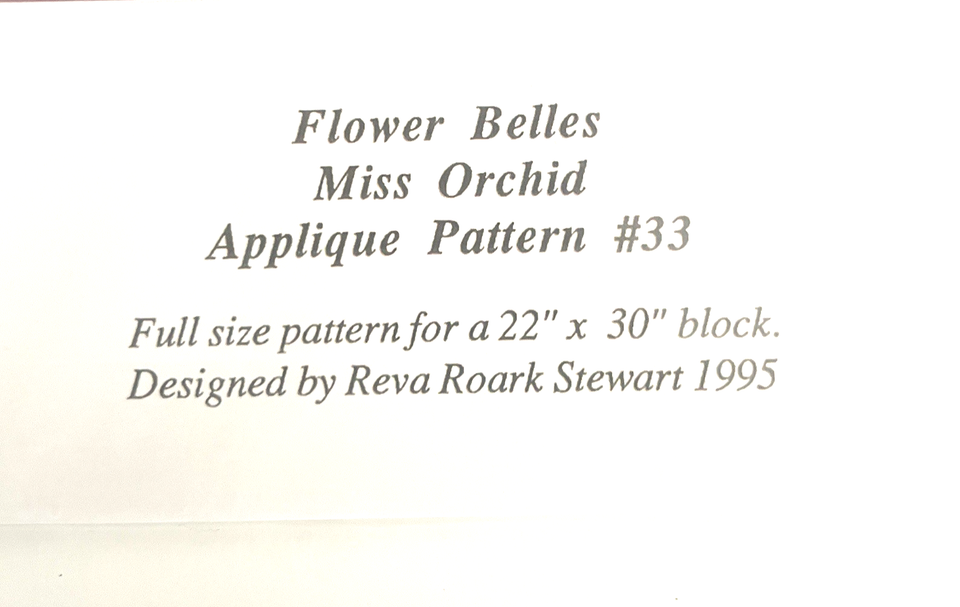 Reva Roark Stewart Applique PATTERN 33 Miss Orchid Flower Belles Item image 5