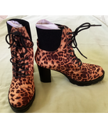 Womens Brash Timber Leopard High Heeled Boots Lace Up You Choose Size NIB - £25.25 GBP