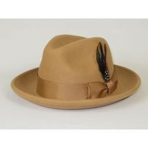 Men's Milani Wool Fedora Hat Soft Crushable Lined FD219 Tan Camel image 3