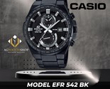 CASIO EDIFICE Montre à quartz analogique en acier inoxydable noir pour... - £92.72 GBP