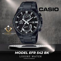 CASIO EDIFICE Montre à quartz analogique en acier inoxydable noir pour... - £92.70 GBP