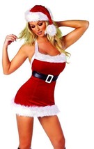 Santa Costume Velvet Mini Dress Mrs Claus Christmas Holiday Helper C126 ... - $55.24